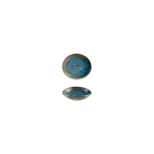 Turgla Vitrified Sapphire 4" x 3.5" x h:1" 1 oz. Oval Blue Vitrified Ramekin - Case Pack: 24