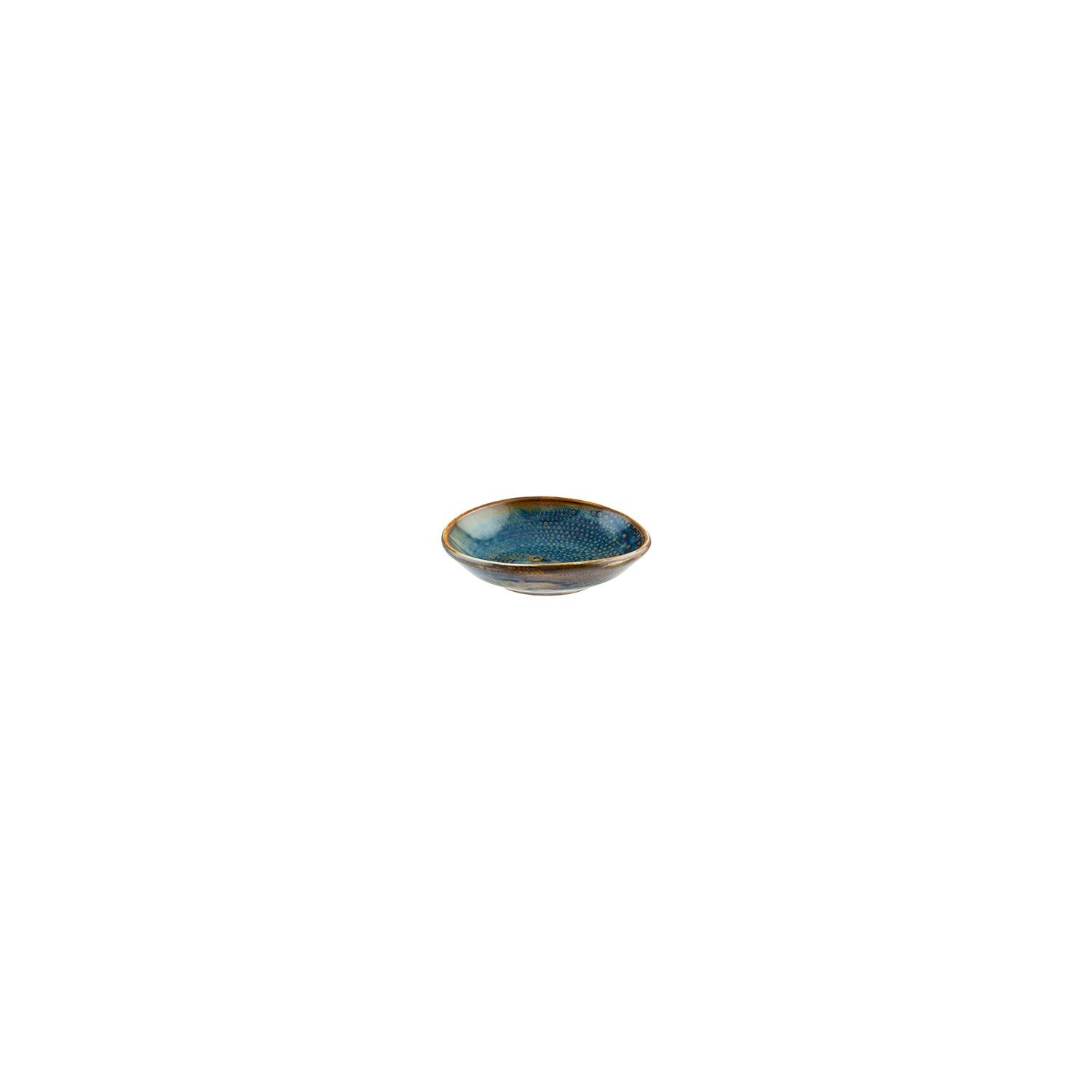 Sapphire 4" x 3.5" x h:1" 1 oz. Oval Blue Vitrified Ramekin