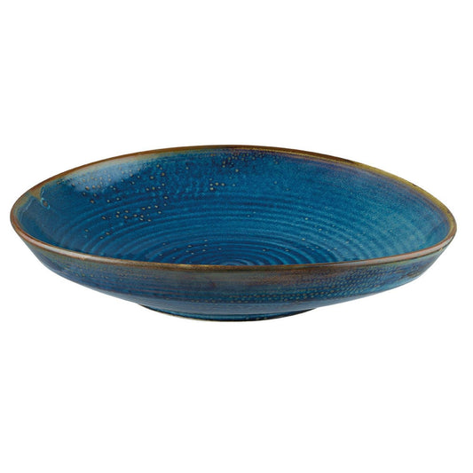 Turgla Vitrified Sapphire dia.10.25" h:2.5" 30 oz. Round Blue Vitrified Deep Plate - Case Pack: 6