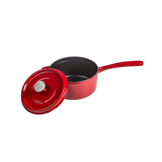 Cast Iron dia.6.75" h:5" Round Red Cast Iron Saucepan - Case Pack: 1