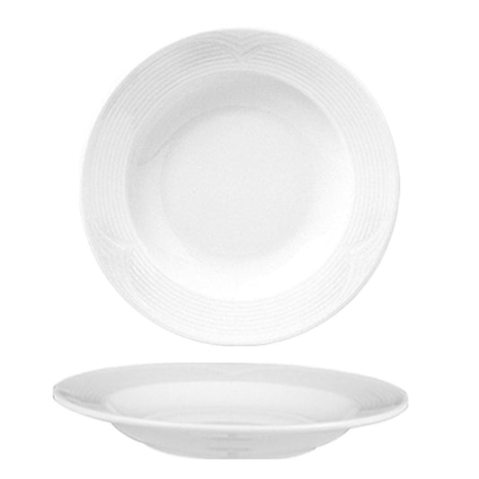 Porcelain Saturn dia.9" h:1.5" 8 oz. Round White Porcelain Bowl - Case Pack:12