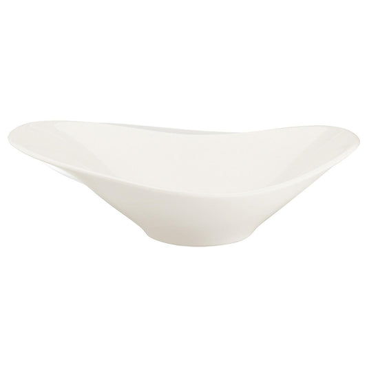 Turgla Vitrified Gourmet 11" x 7.5" x h:3.5" 25 oz. Oval Warm White Vitrified Bowl - Case Pack: 6