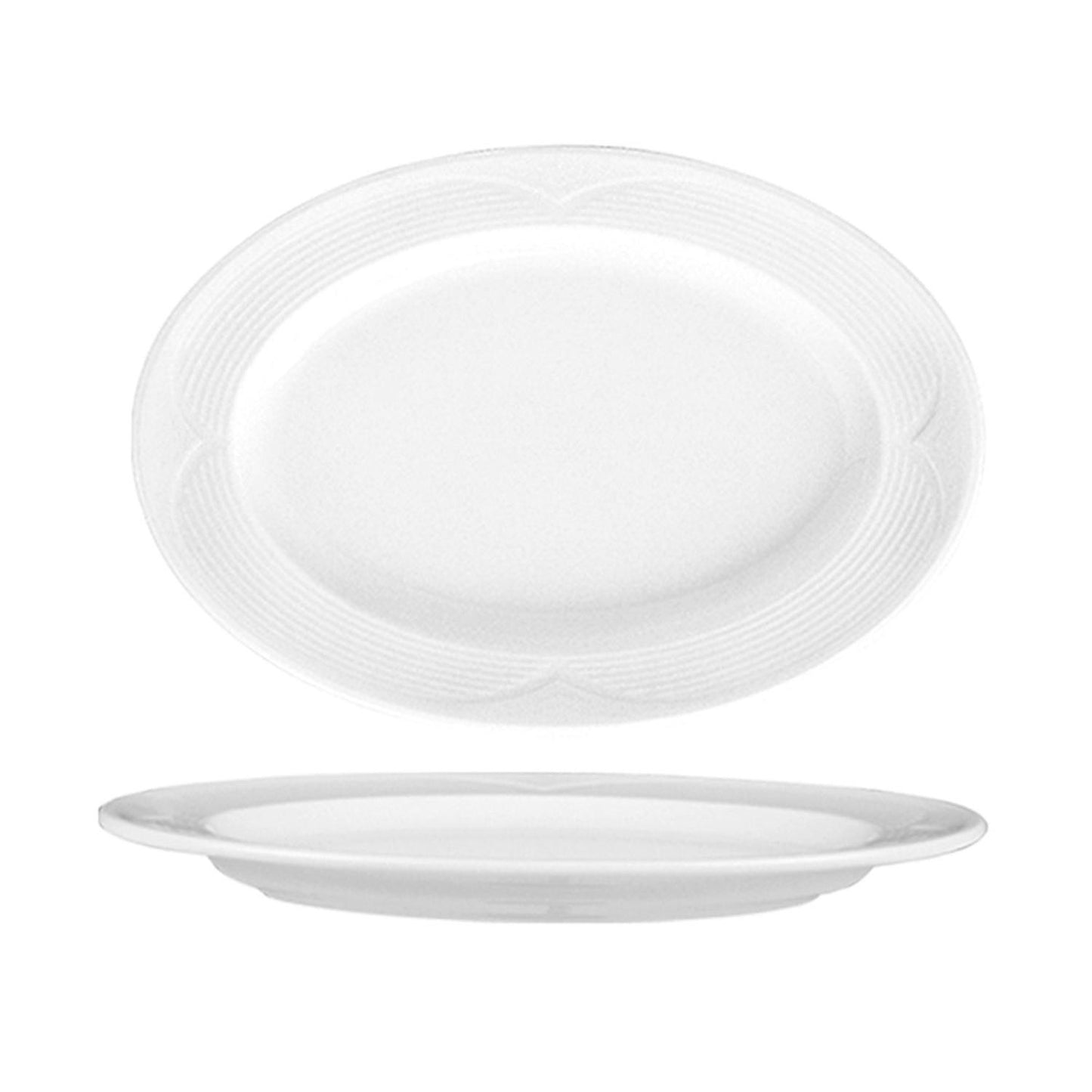 Porcelain Saturn 11.25" x 8" x h:1" Oval White Porcelain Platter - Case Pack:6