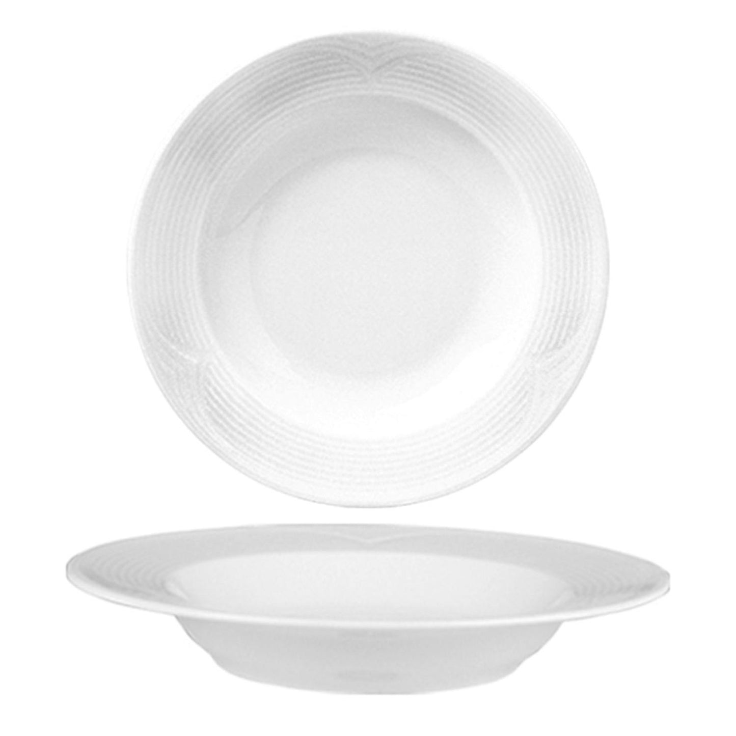 Porcelain Saturn dia.11.75" h:2" 22 oz. Round White Porcelain Bowl - Case Pack:6