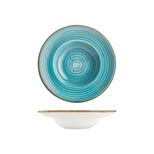 Infinity dia.10.75" h:0" 17 oz. Round Turquoise Vitrified Deep Plate