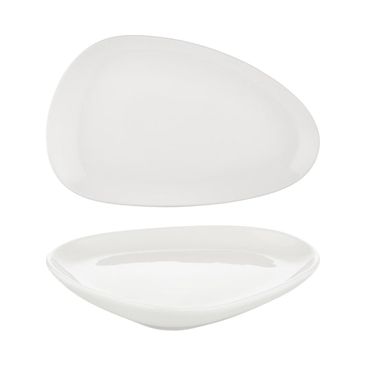 Island White 15.75" x 9.75" x h:0" Organic Warm White Vitrified Platter