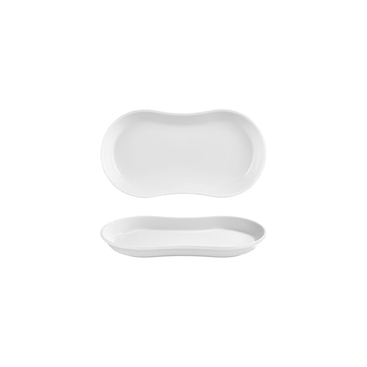 Smooth White 9.5" x 5.5" x h:0" Oval Warm White Vitrified Platter
