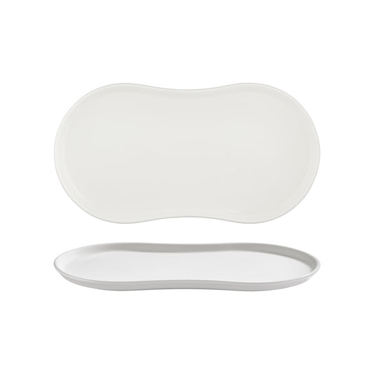 Smooth White 15" x 7.75" x h:0" Rectangular Warm White Vitrified Platter