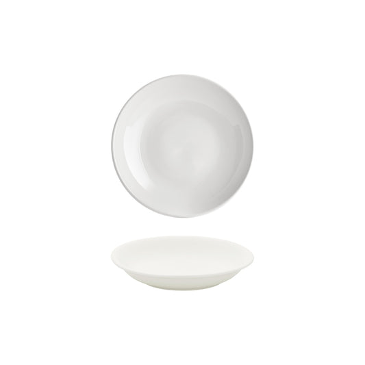 Gourmet dia.8.25" h:0" 17 oz. Round Warm White Vitrified Deep Plate