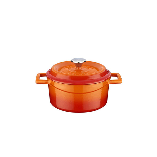 Cast Iron dia.5.5" h:2" 26 oz. Round Orange Cast Iron Dutch Oven - Case Pack: 1