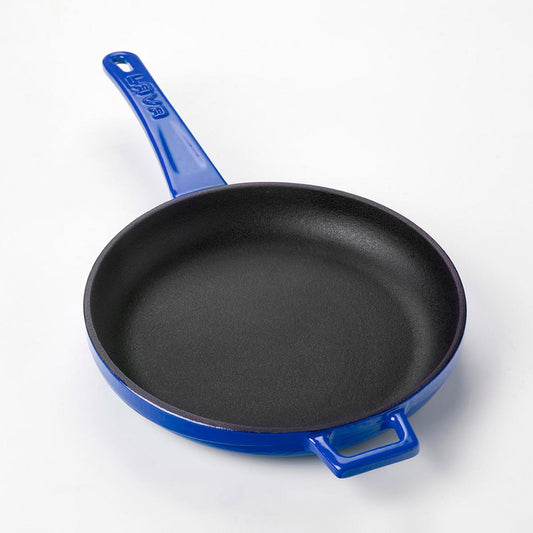 Cast Iron dia.7.75" h:1" Round Blue Cast Iron Pan - Case Pack: 1