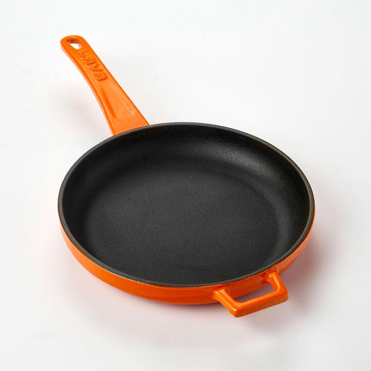 Cast Iron dia.7.75" h:1" Round Orange Cast Iron Pan - Case Pack: 1