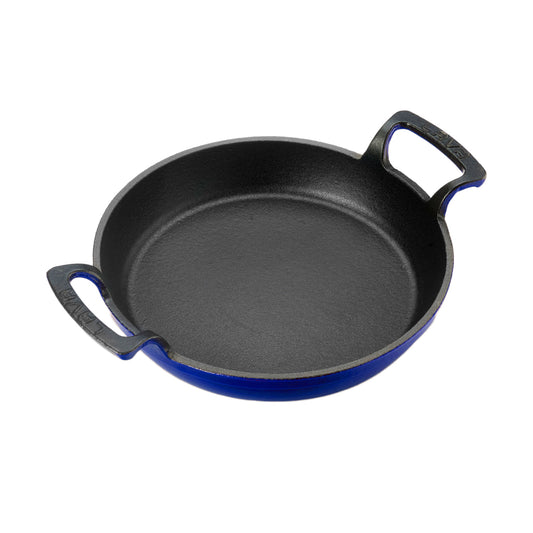 Cast Iron dia. 7.75" h:1" Round Blue Cast Iron Pan - Case Pack: 1