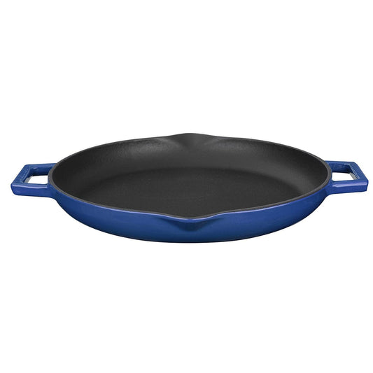 Cast Iron dia.11.75" h:2" 3 qt. Round Blue Cast Iron Pan - Case Pack: 1