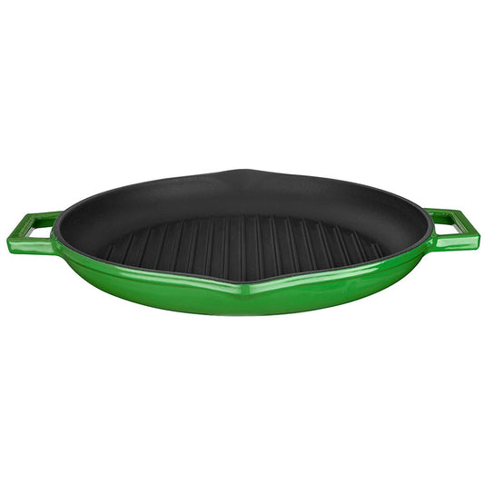 Cast Iron dia.11.75" h:2" 3 qt. Round Green Cast Iron Pan - Case Pack: 1