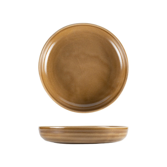 Turgla Vitrified Terra Pott dia.10" h:1.75" 47 oz. Round Brown Vitrified Bowl - Case Pack: 6