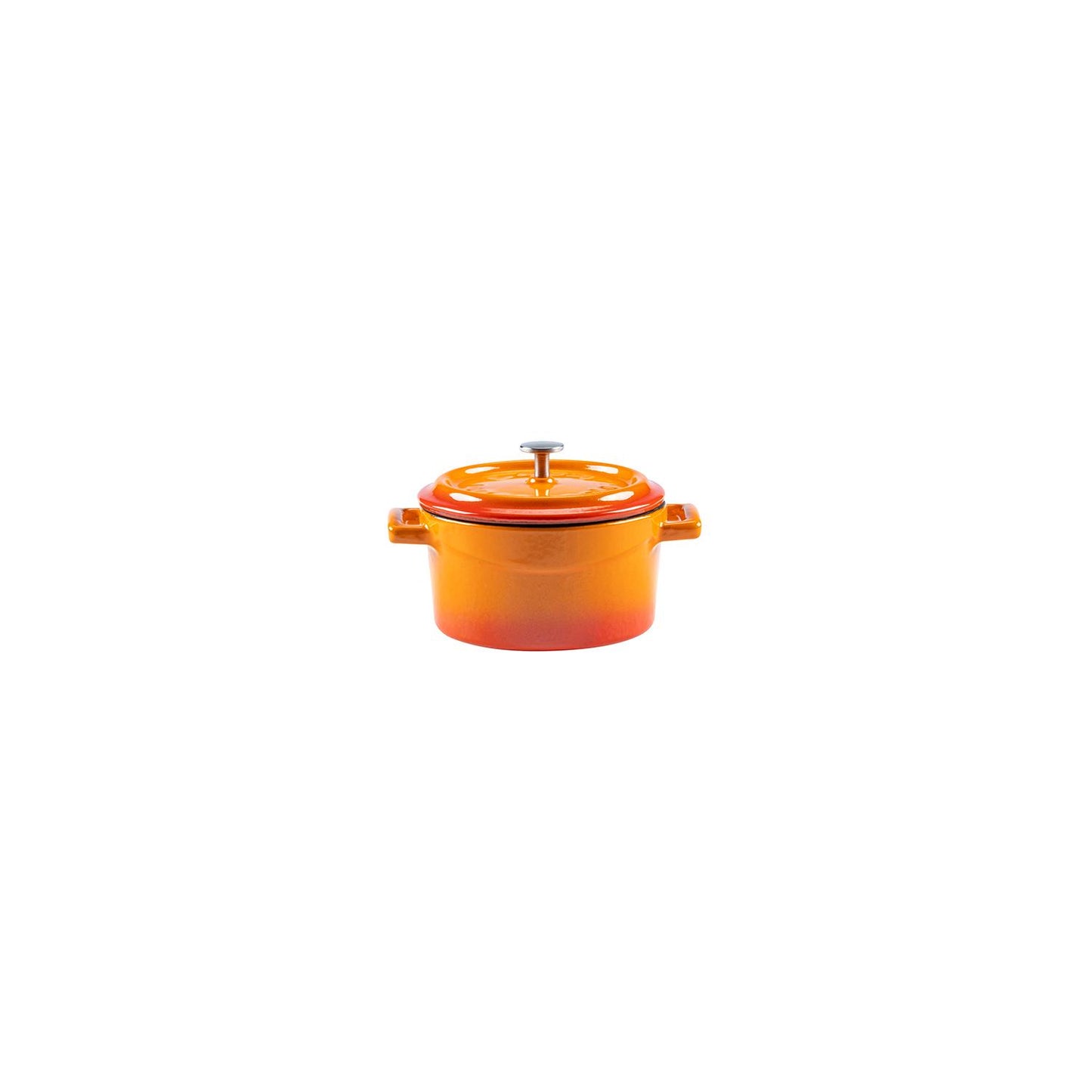 Cast Iron dia.4" h:2" 13 oz. Round Orange Cast Iron Dutch Oven - Case Pack: 1