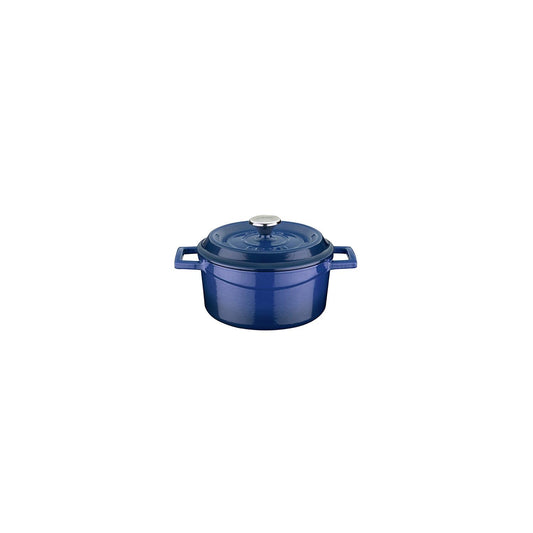 Cast Iron dia.5" h:2.5" 18 oz. Round Blue Cast Iron Dutch Oven - Case Pack: 1