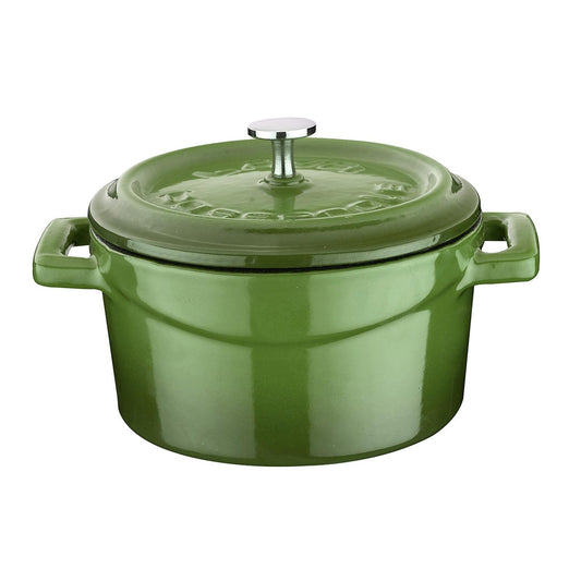 Cast Iron dia.7.75" h:4" 3 qt. Round Green Cast Iron Dutch Oven - Case Pack: 1