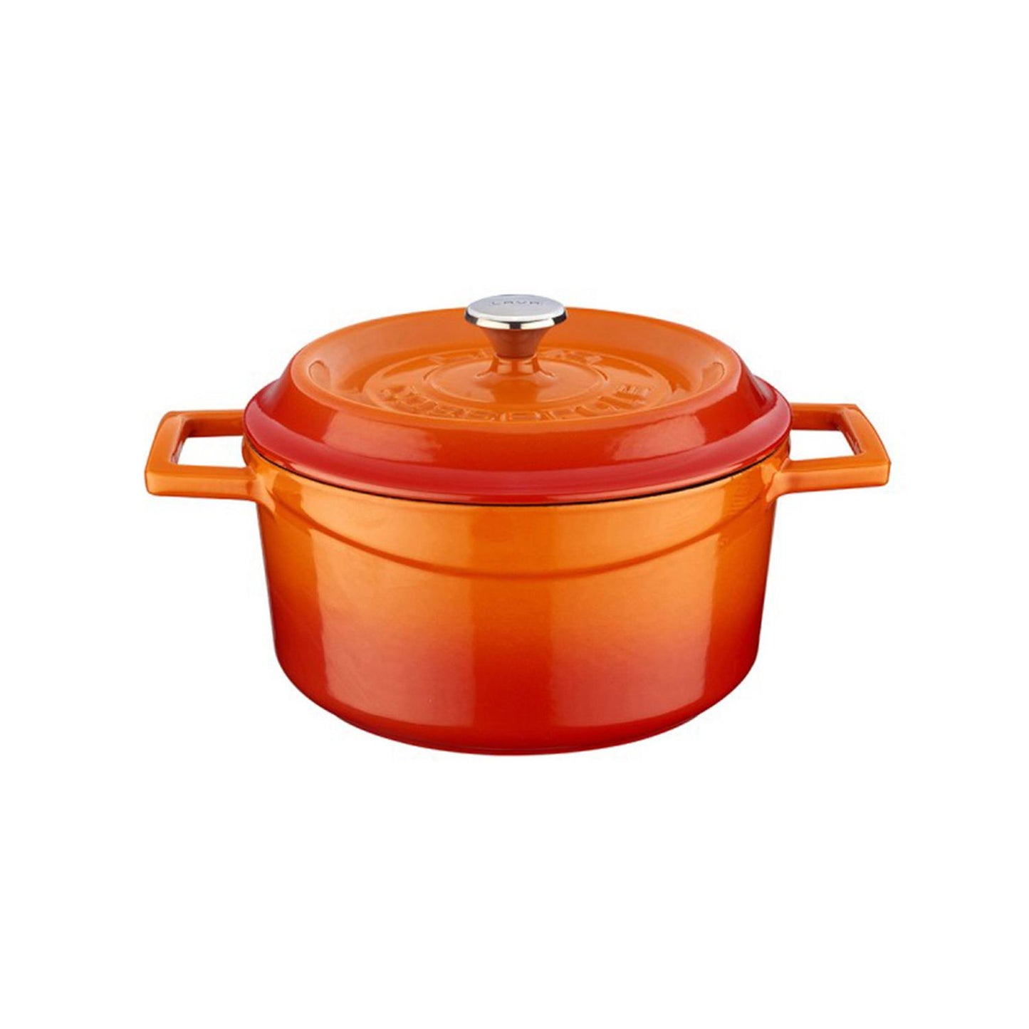 Cast Iron dia.7.75" h:4" 3 qt. Round Orange Cast Iron Dutch Oven - Case Pack: 1