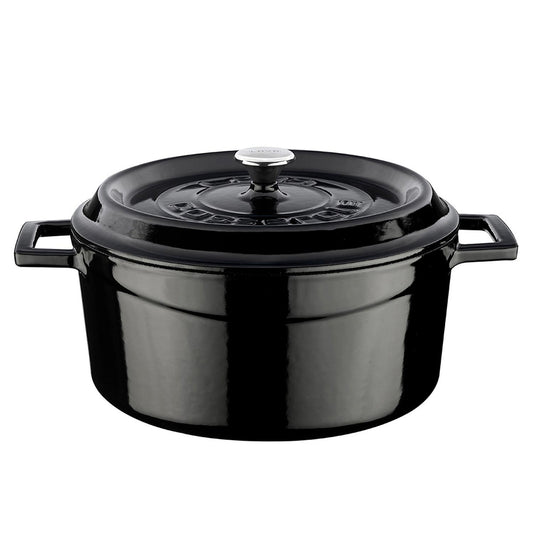 Cast Iron dia.9.5" h:4" 4.75 qt. Round Black Cast Iron Dutch Oven - Case Pack: 1