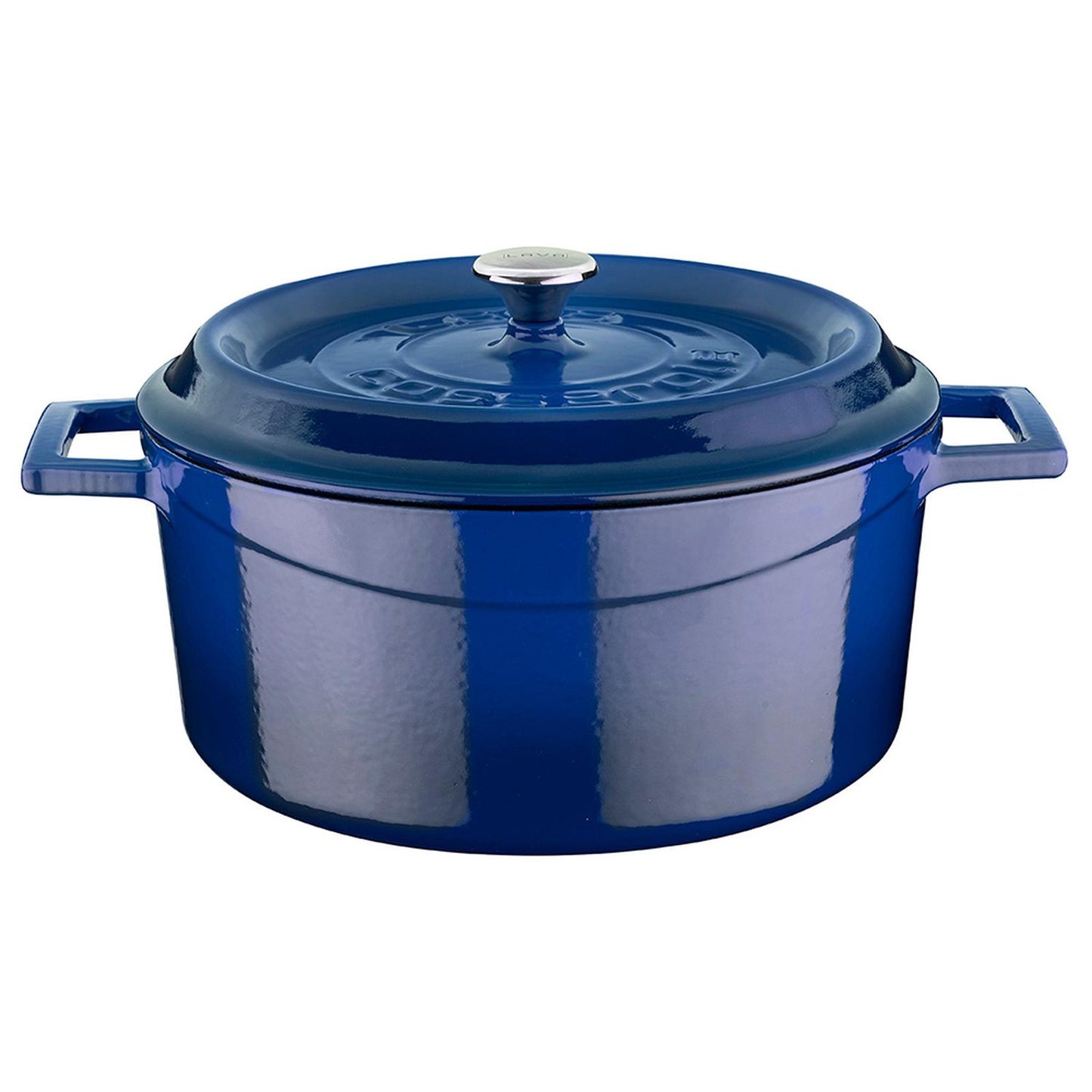 Cast Iron dia.9.5" h:4" 4.75 qt. Round Blue Cast Iron Dutch Oven - Case Pack: 1