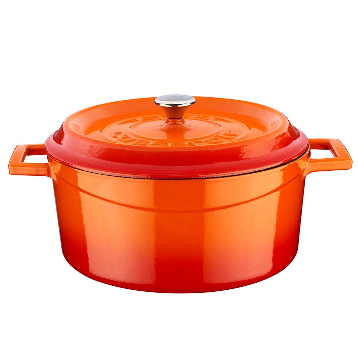 Cast Iron dia.9.5" h:4" 4.75 qt. Round Orange Cast Iron Dutch Oven - Case Pack: 1