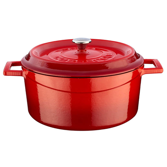 Cast Iron dia.9.5" h:4" 4.75 qt. Round Red Cast Iron Dutch Oven - Case Pack: 1