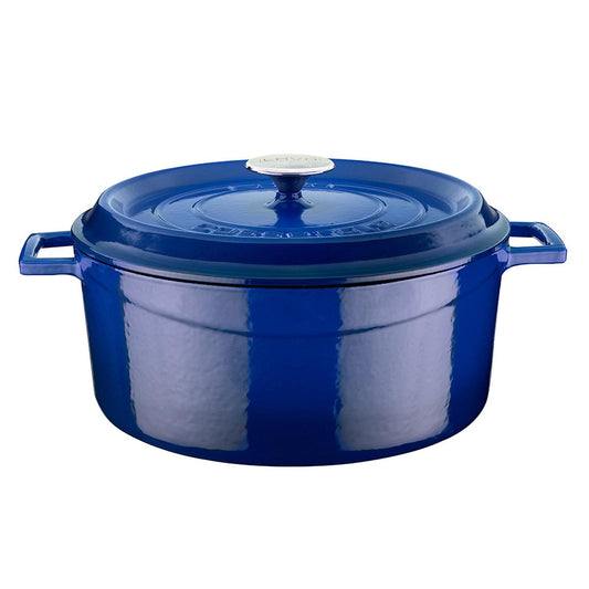 Cast Iron dia.11" h:5" 7 qt. Round Blue Cast Iron Dutch Oven - Case Pack: 1