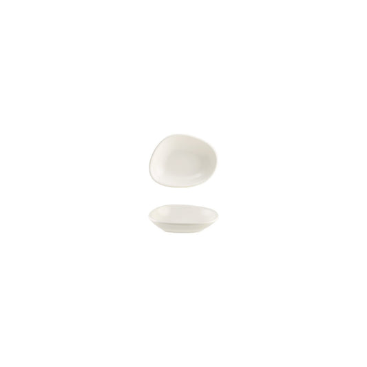 Turgla Vitrified Vago 4" x 3" x h:0.75" 1 oz. Organic Warm White Vitrified Bowl - Case Pack: 24