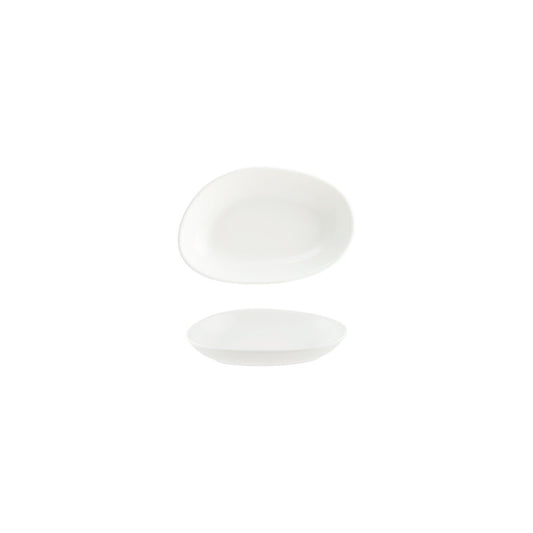 Turgla Vitrified Vago 6" x 4" x h:1" Organic Warm White Vitrified Platter - Case Pack: 12