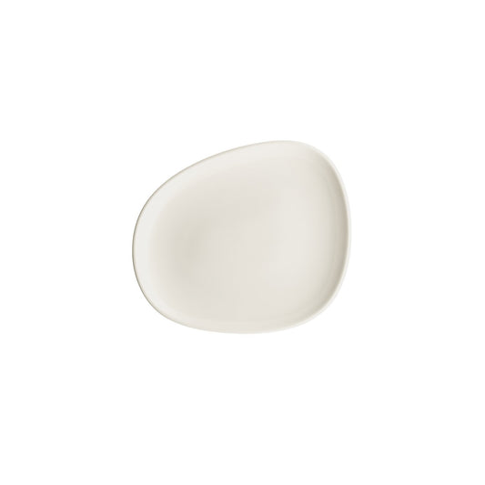 Turgla Vitrified Vago 9.5" x 7.5" Organic Warm White Vitrified Plate - Case Pack: 12