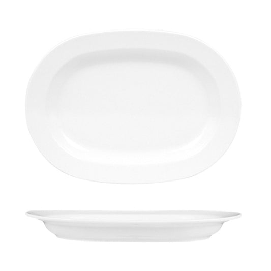 Porcelain Delta 11" x 8" x h:1.25" Oval White Porcelain Platter - Case Pack:6