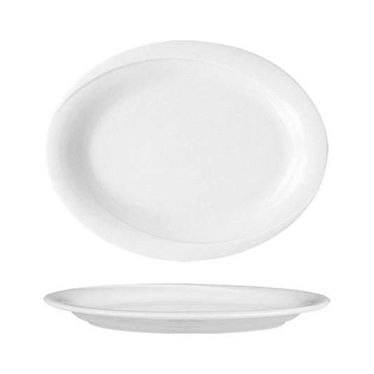 Porcelain X-tanbul 7.75" x 6" x h:0.75" Oval White Porcelain Platter - Case Pack:6