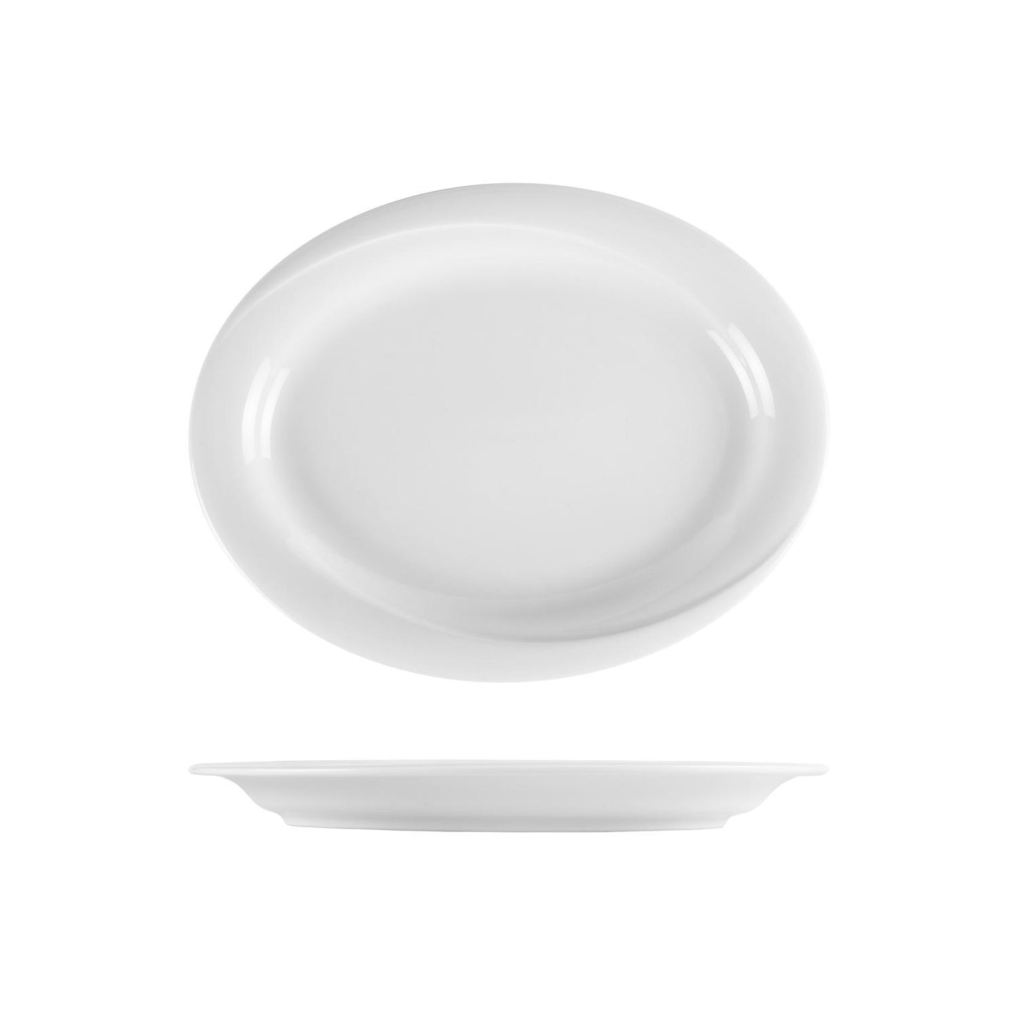 Porcelain X-tanbul 11.25" x 8" x h:1" Oval White Porcelain Platter - Case Pack:6