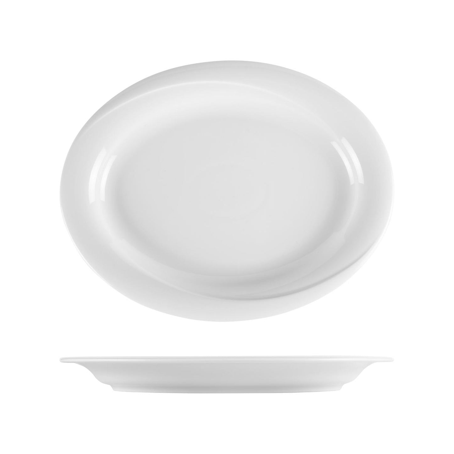 Porcelain X-tanbul 13.5" x 10.5" x h:1.25" Oval White Porcelain Platter - Case Pack:6